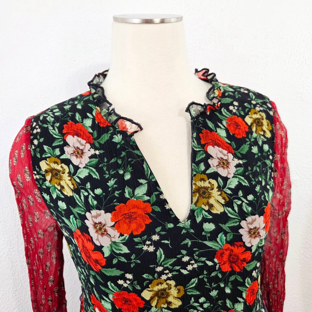 Sundance Patterns of Wonder boho patchwork floral dress long sleeve women medium - Picture 4 of 8